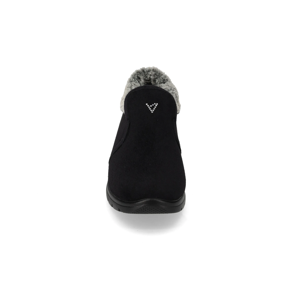 Valleverde 25365 — Stivaletto donna in tessuto nero con interno in peluche