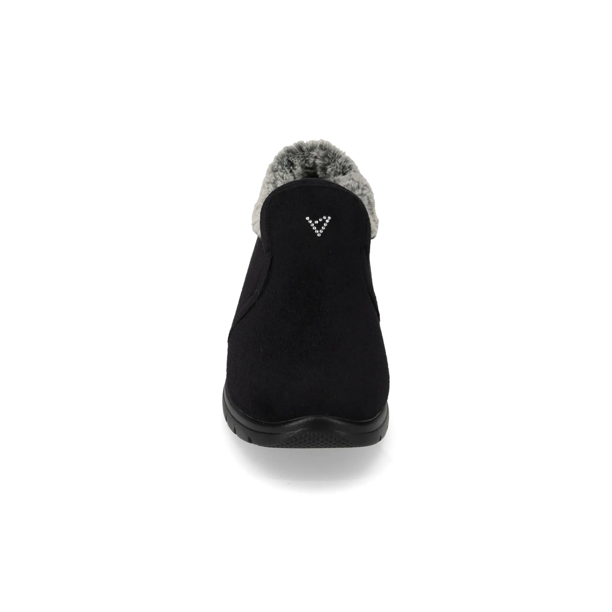 Valleverde 25365 — Stivaletto donna in tessuto nero con interno in peluche