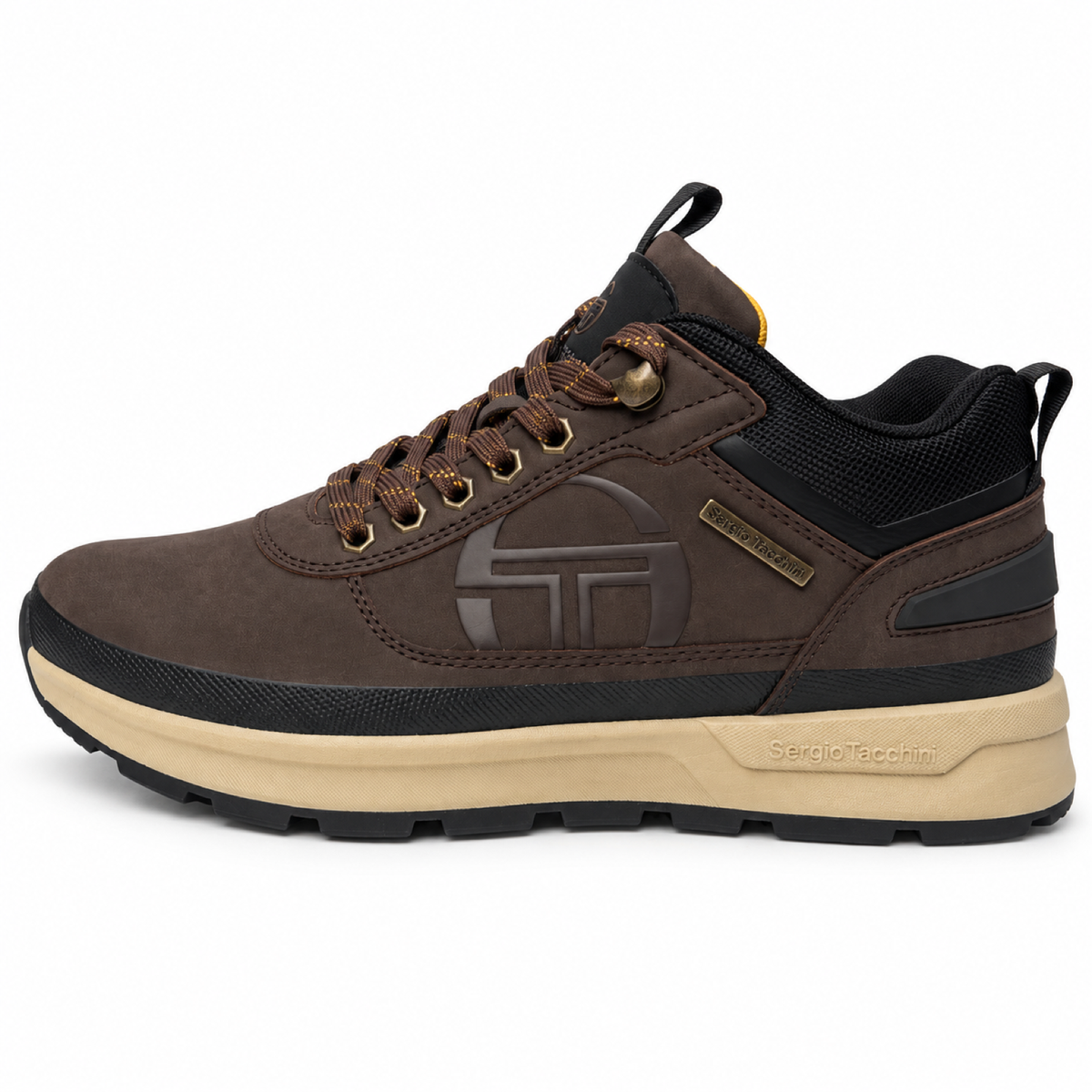 Sergio Tacchini Cortina Mix — Sneakers uomo marroni con suola chunky