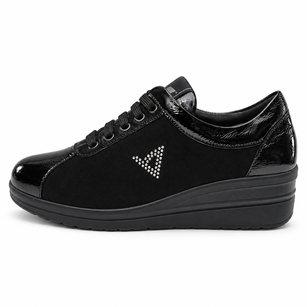 Valleverde VD204F — Sneaker donna con zeppa nera