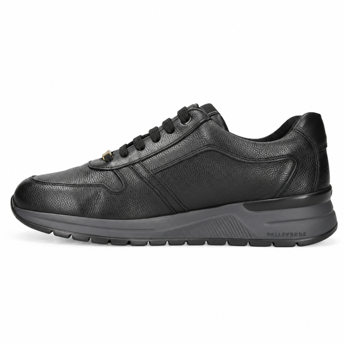 Valleverde VY954W — Sneakers uomo in pelle nera con zip laterale