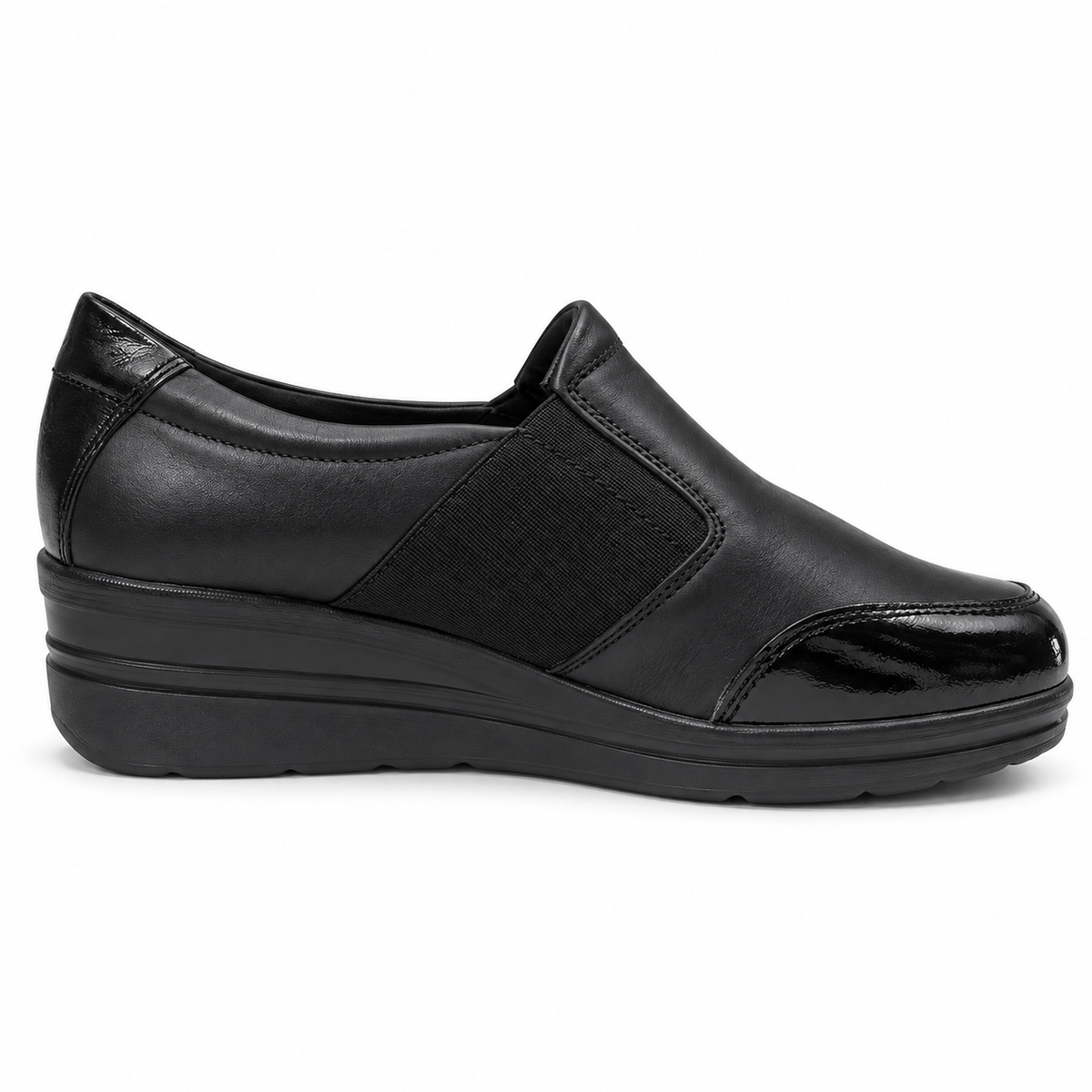Valleverde VD200AF — Scarpa Slip-On Donna in Nappa Nera con Zeppa