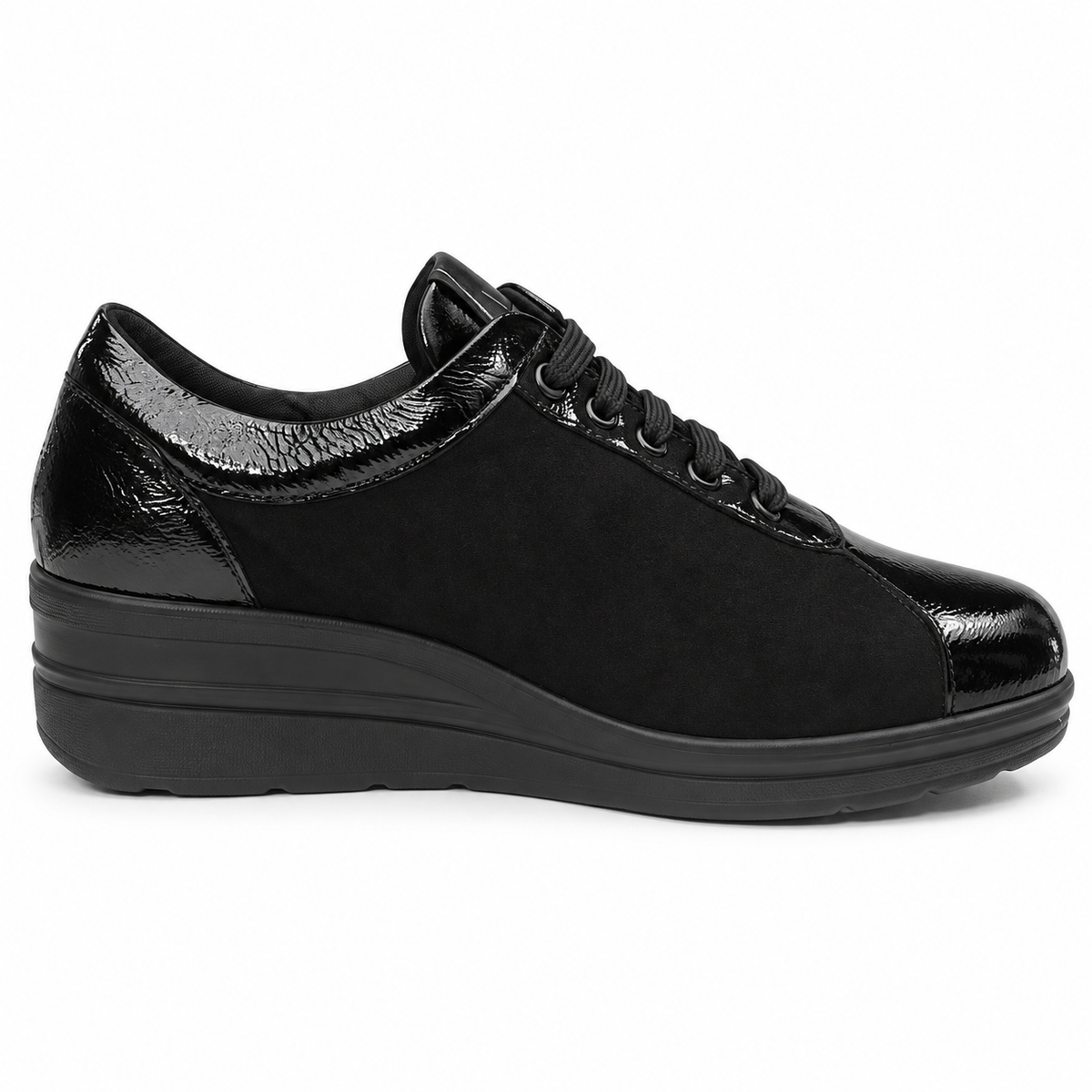 Valleverde VD204F — Sneaker donna con zeppa nera