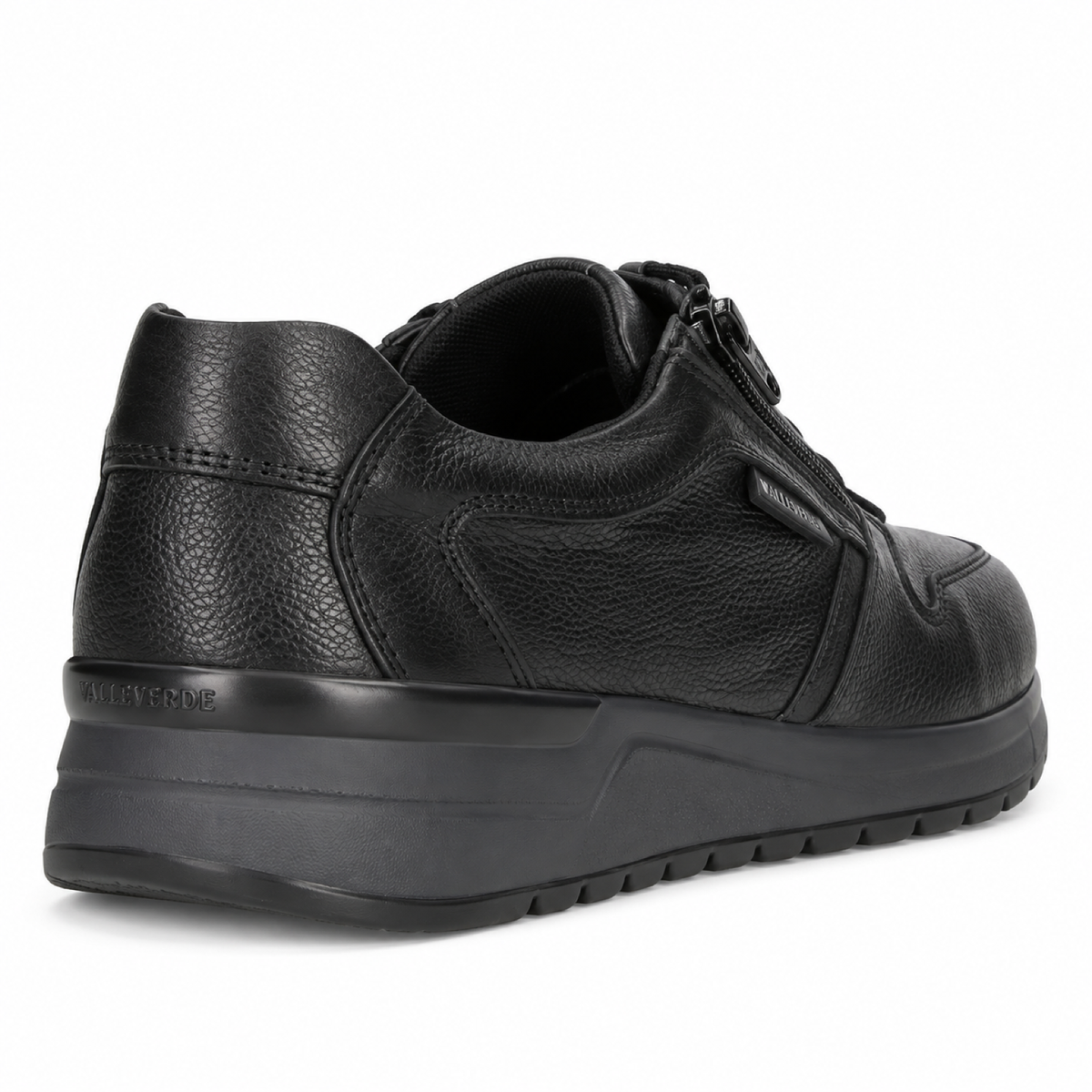 Valleverde VY954W — Sneakers uomo in pelle nera con zip laterale