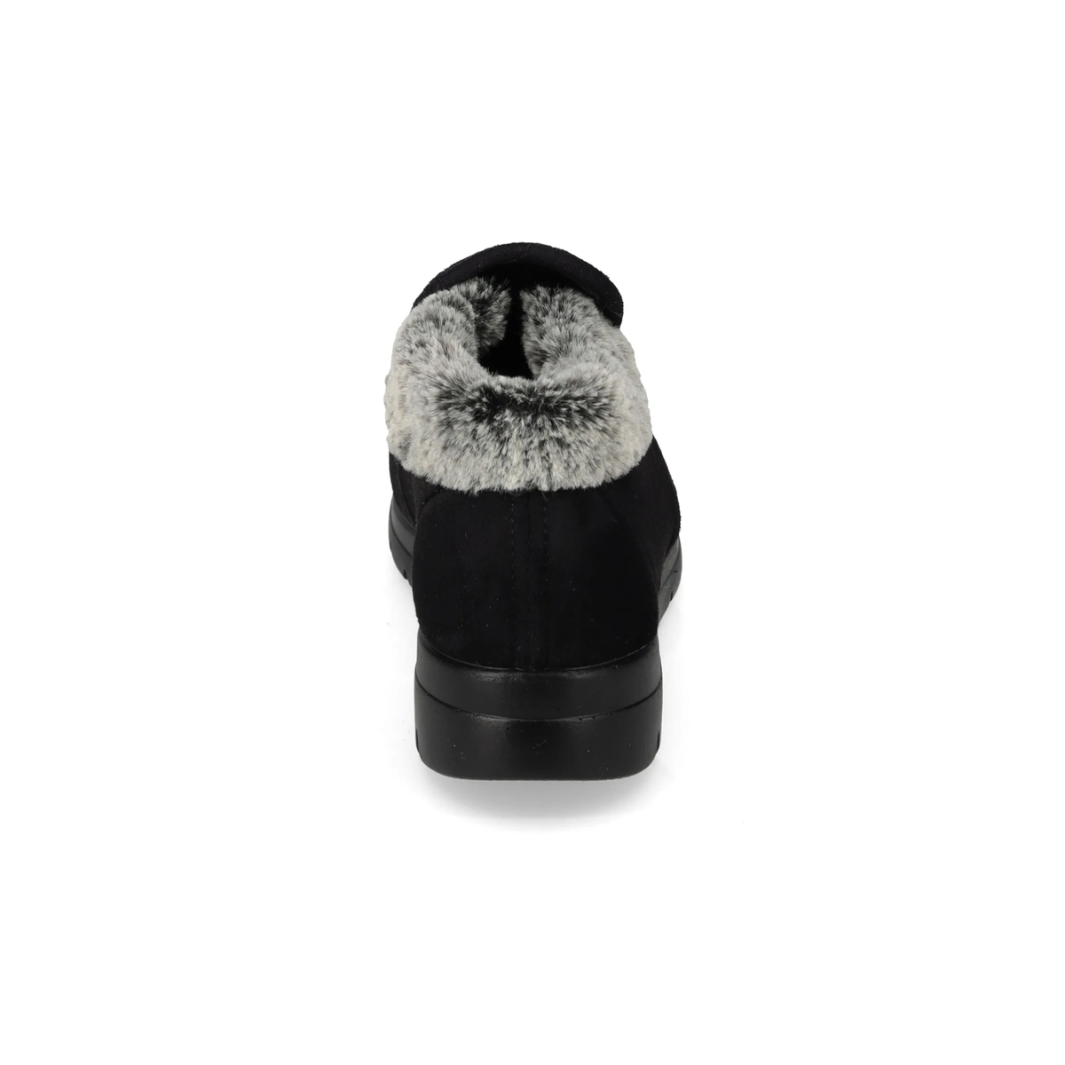 Valleverde 25365 — Stivaletto donna in tessuto nero con interno in peluche