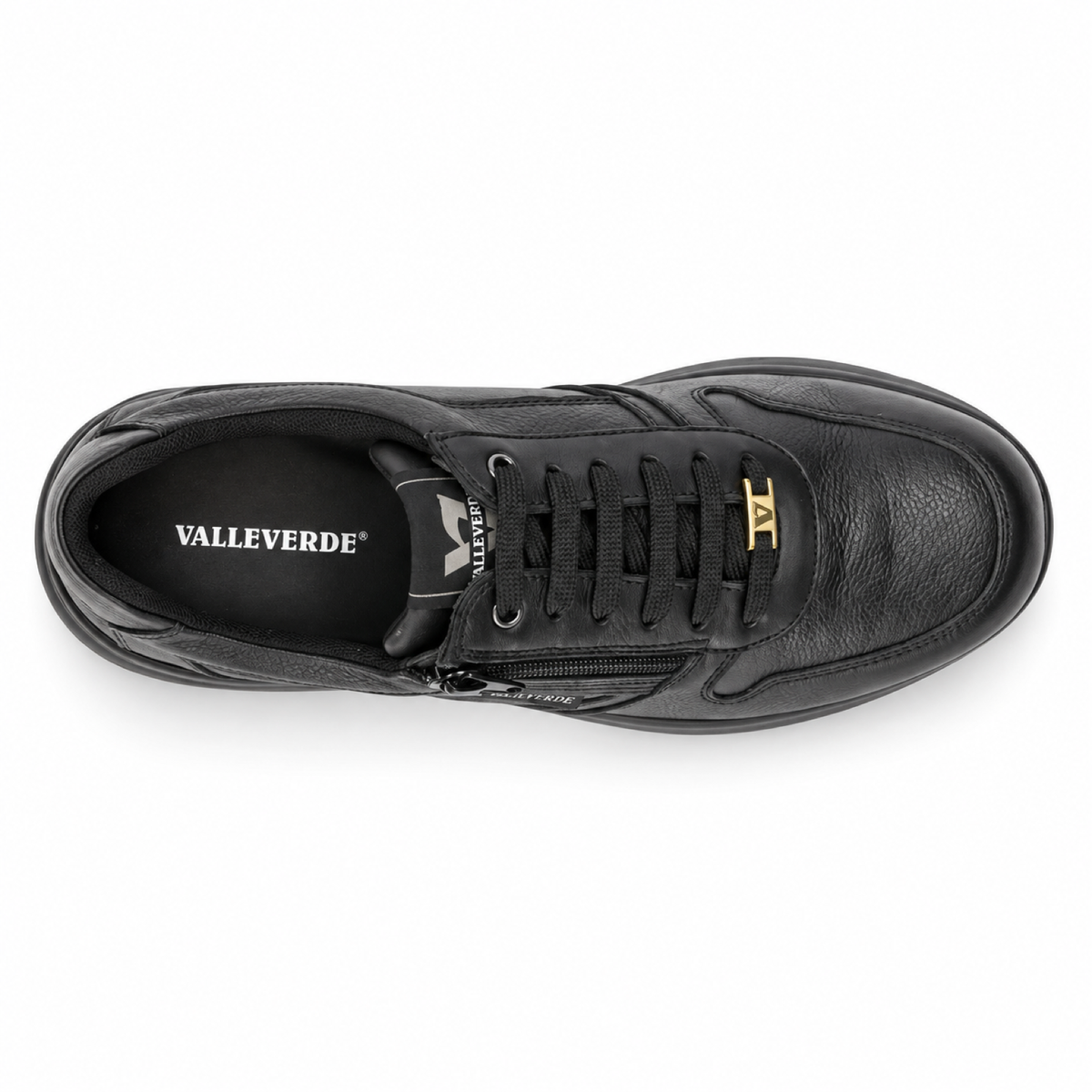Valleverde VY954W — Sneakers uomo in pelle nera con zip laterale