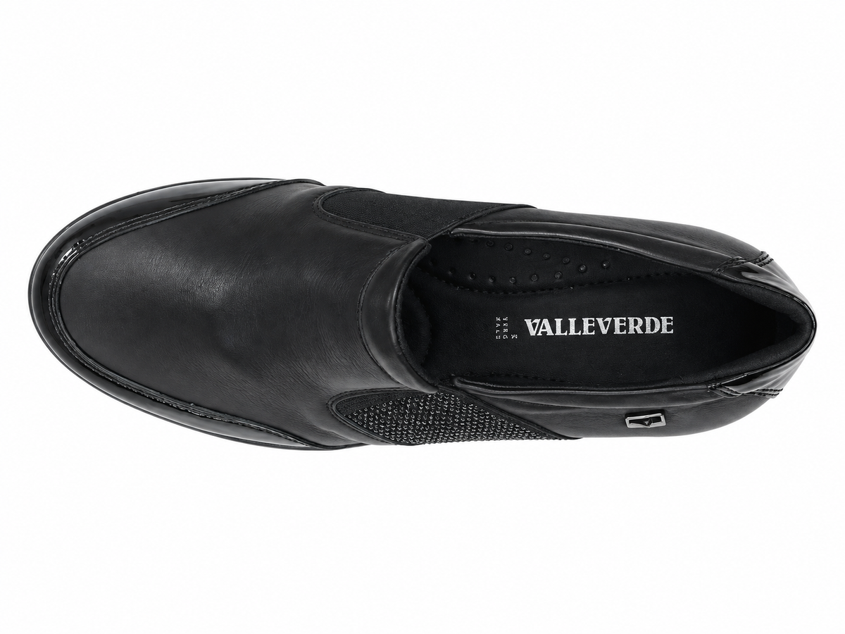 Valleverde VD200AF — Scarpa Slip-On Donna in Nappa Nera con Zeppa
