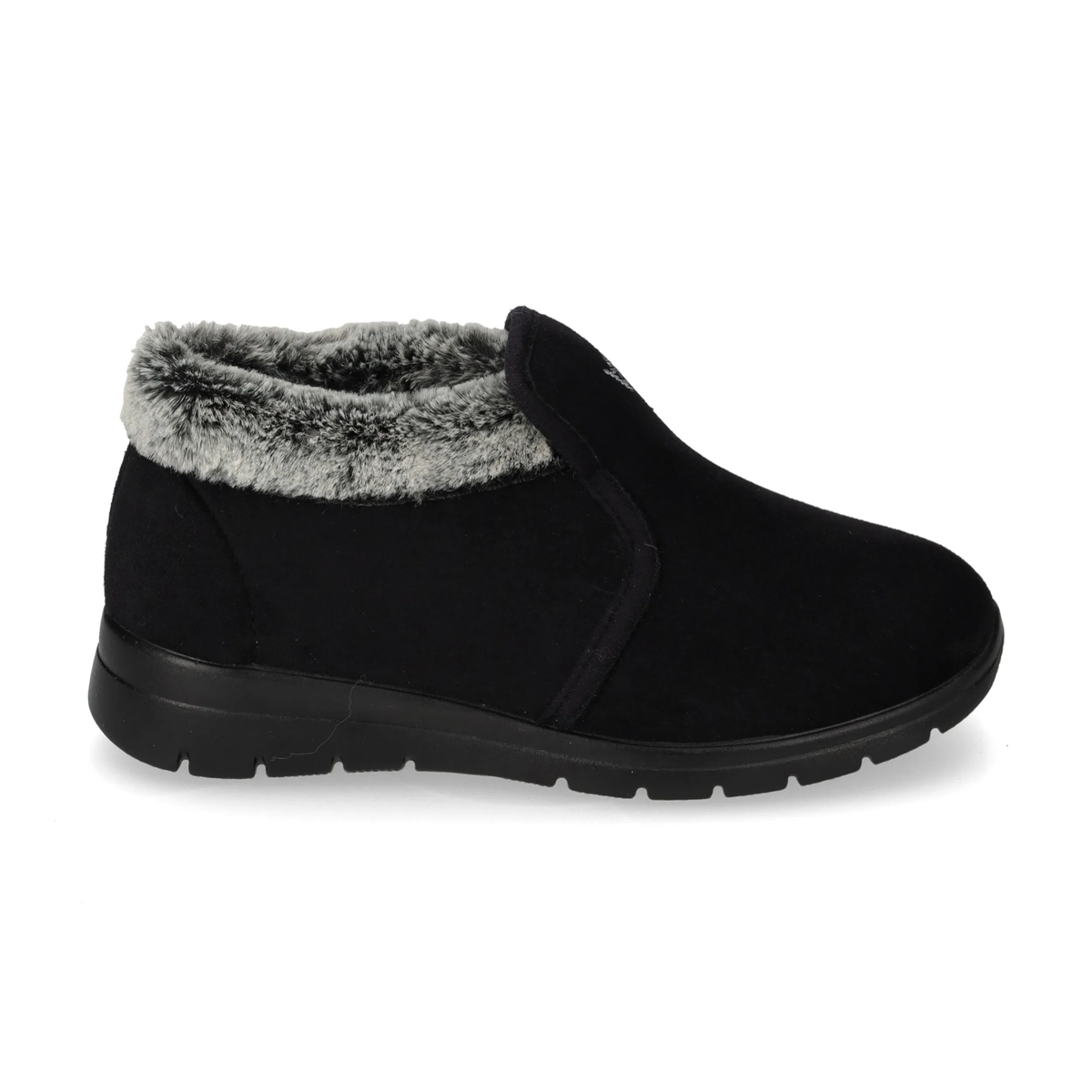 Valleverde 25365 — Stivaletto donna in tessuto nero con interno in peluche