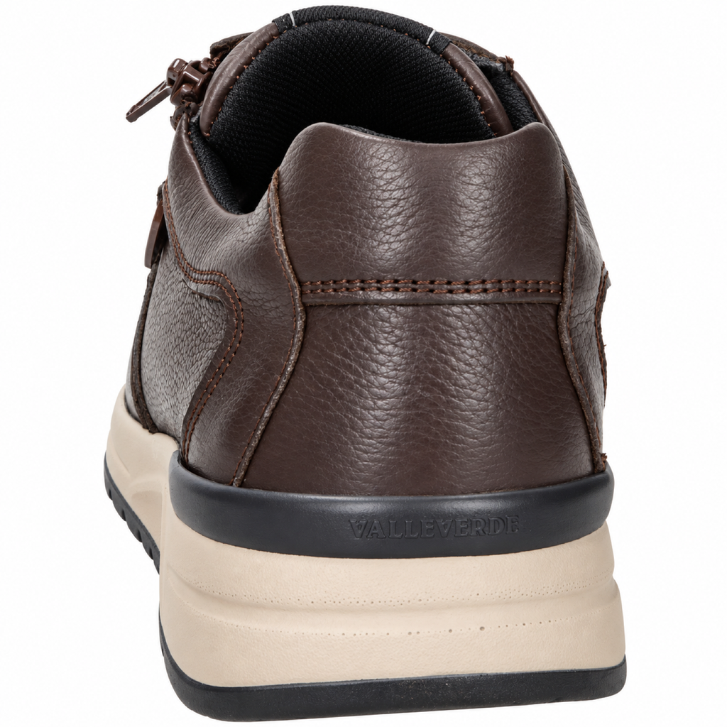 Valleverde VY954W — Sneakers uomo in pelle marrone con zip laterale