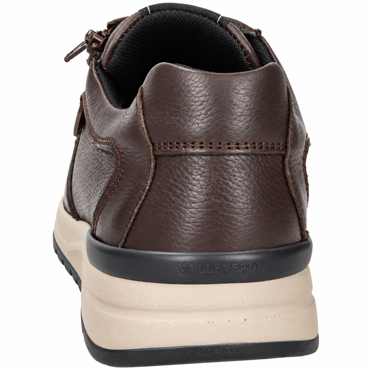 Valleverde VY954W — Sneakers uomo in pelle marrone con zip laterale