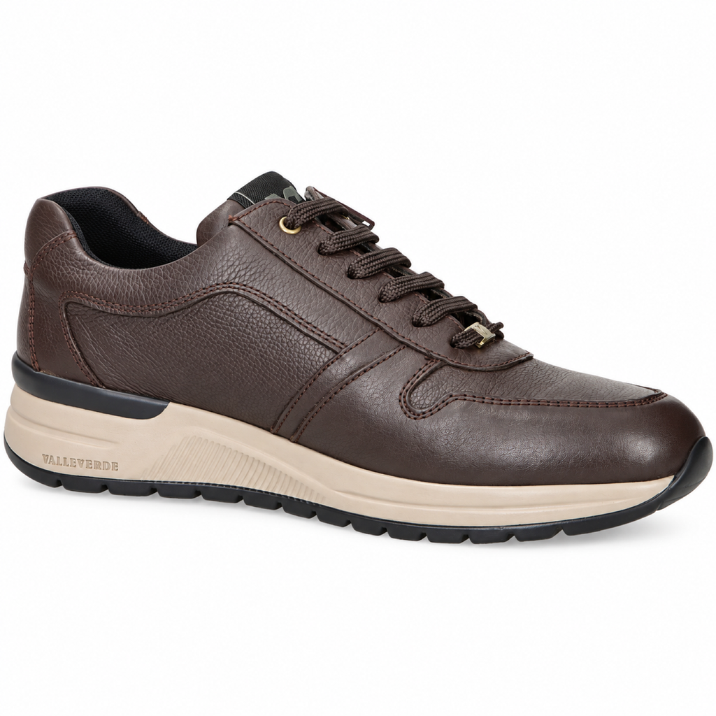 Valleverde VY954W — Sneakers uomo in pelle marrone con zip laterale