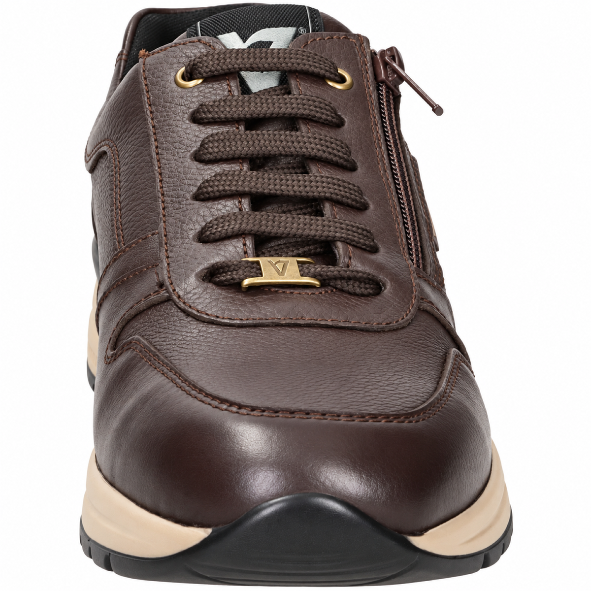 Valleverde VY954W — Sneakers uomo in pelle marrone con zip laterale