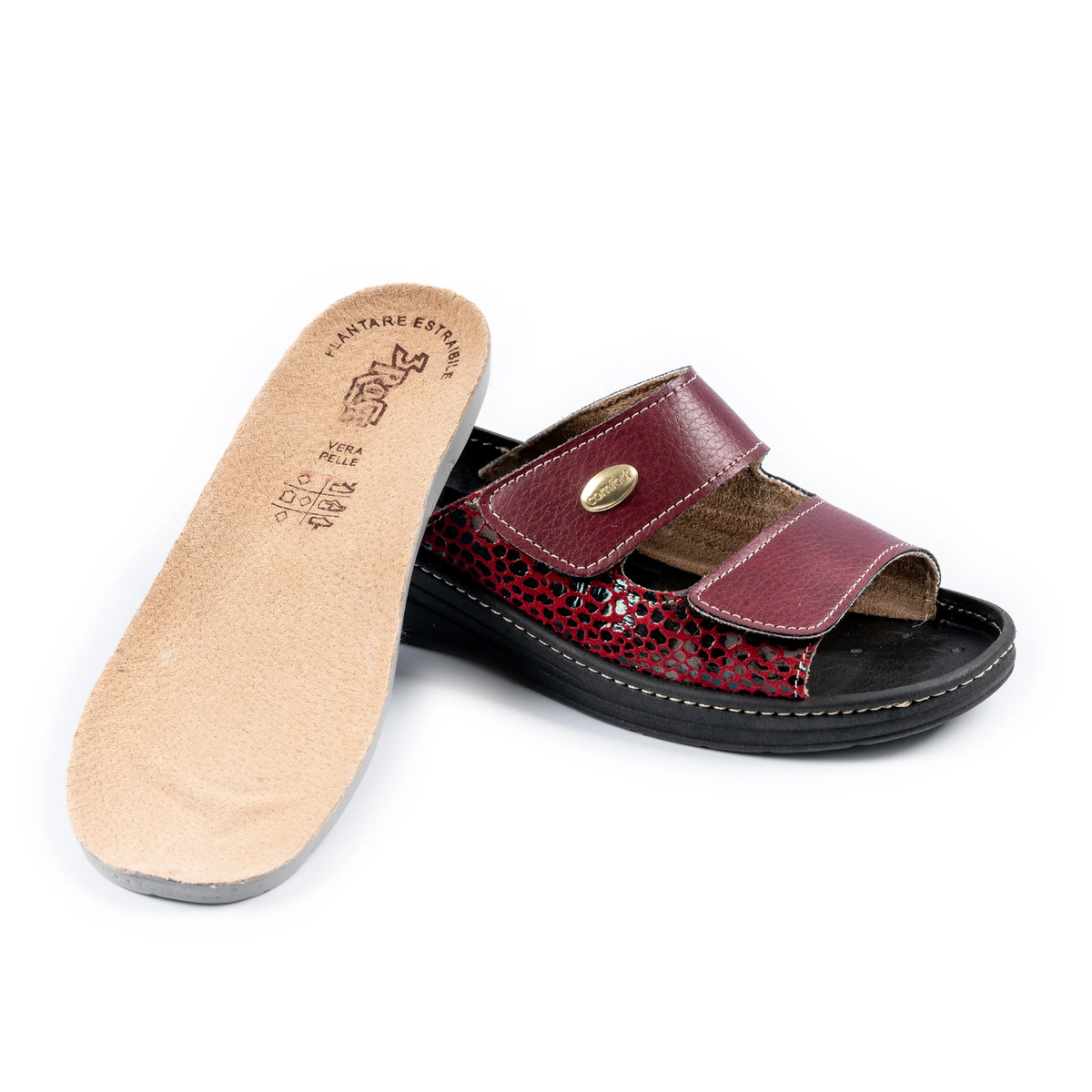 3Rose Art. 180 — Ciabatta Donna con Plantare Estraibile e Doppio Velcro