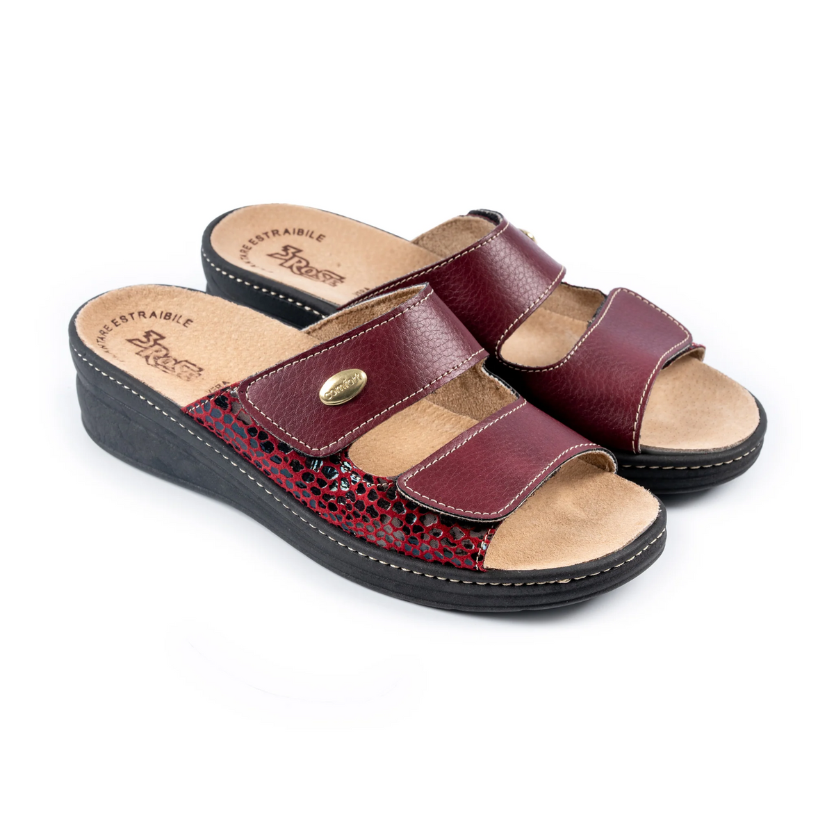 3Rose Art. 180 — Ciabatta Donna con Plantare Estraibile e Doppio Velcro