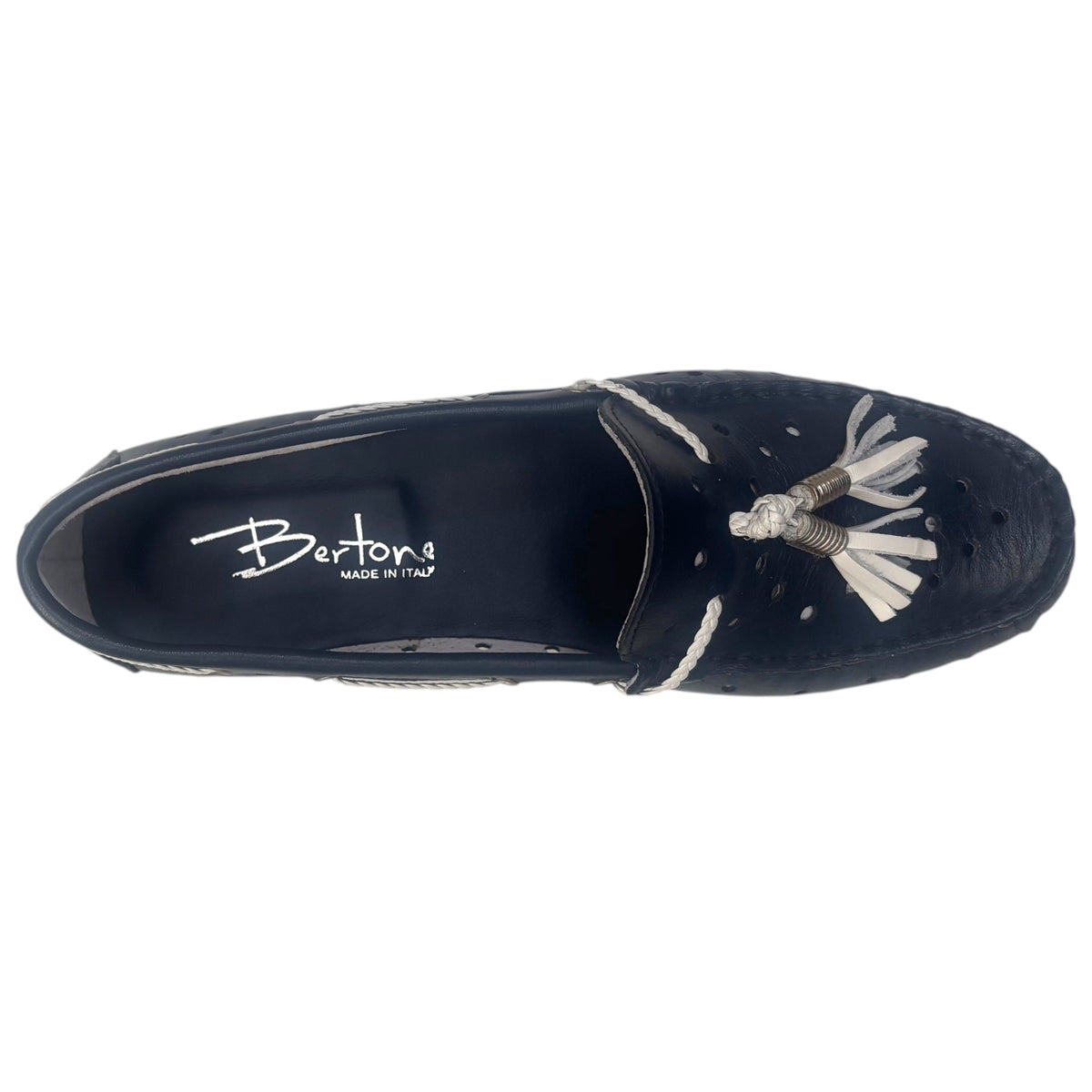 Bertone 325 — Mocassino Donna in Pelle Blu Navy con Nappine