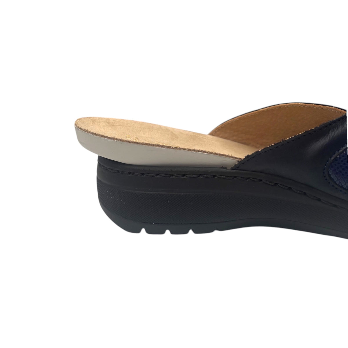 StilediVita 4672 — Ciabatta Donna con Strappo, Zeppa e Plantare Estraibile