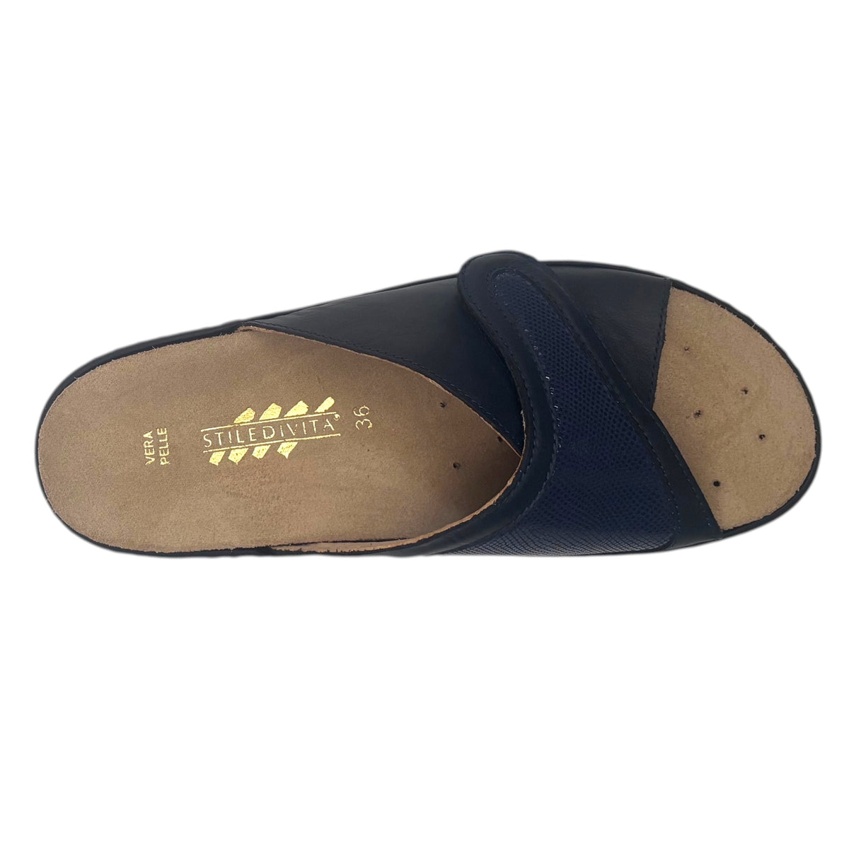 StilediVita 4672 — Ciabatta Donna con Strappo, Zeppa e Plantare Estraibile