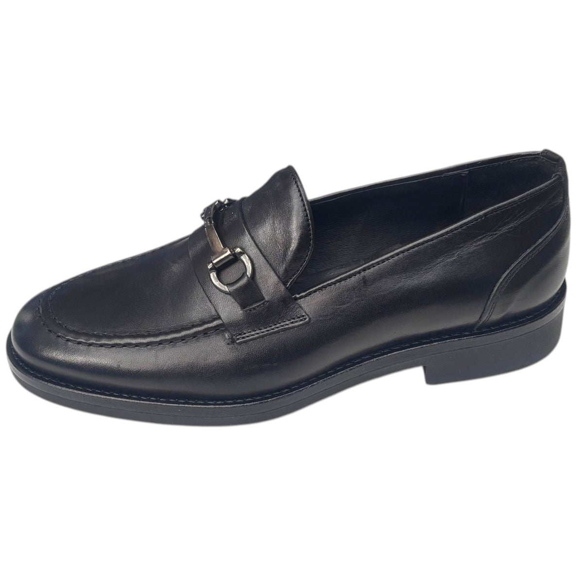 Antica Calzoleria Campana A105 — Mocassino Uomo Artigianale in Vitello Nero con Suola in Gomma